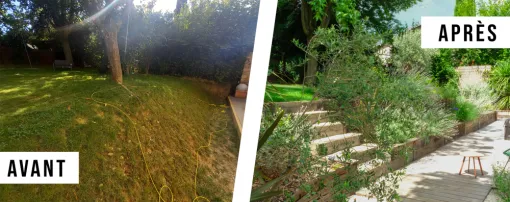 Aménagement sur mesure d’un jardin en pente à Brindas, Sainte-Foy-lès-Lyon, PERRIN Paysage