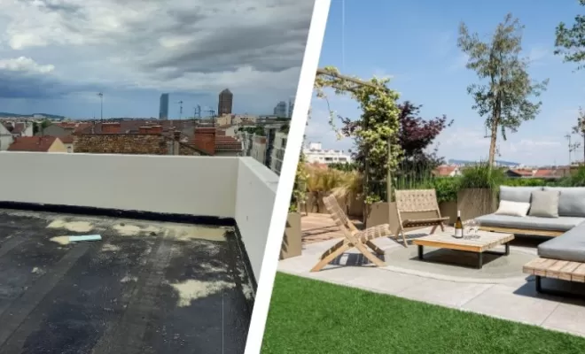 Création et aménagement de terrasse à Lyon , Sainte-Foy-lès-Lyon, PERRIN Paysage