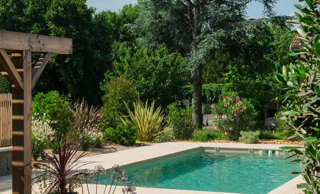 Création de plage de piscine, Sainte-Foy-lès-Lyon, PERRIN Paysage